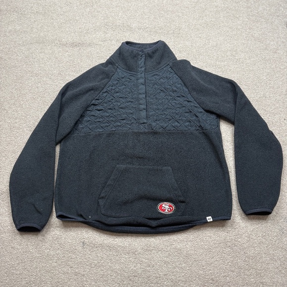 47 Tops - SF 49ers Fleece Sweater Pullover Womens Size M Medium Black Quarter Snap…